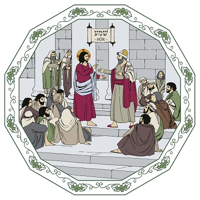Jesus och män som lyssnar