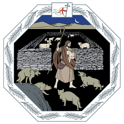 Herde, lamm och fyra vargar